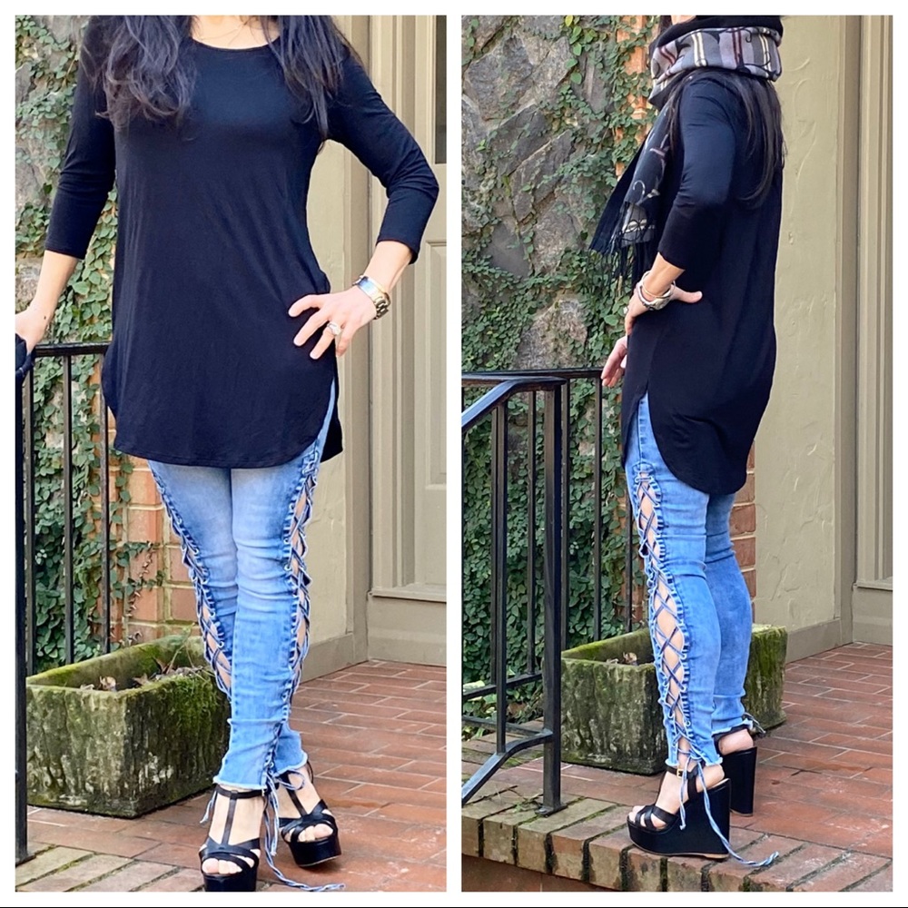 ✨LAST ONE✨Black Modal  Piko 3/4 sleeves Tunic top - Picture 3 of 5